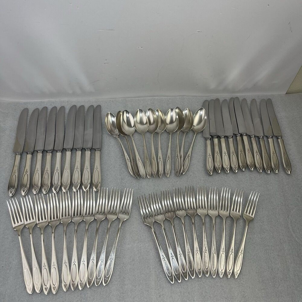 49 Pcs Oneida Community Plate ADAM 1917 Silverplate Service For 9+ Monogramed